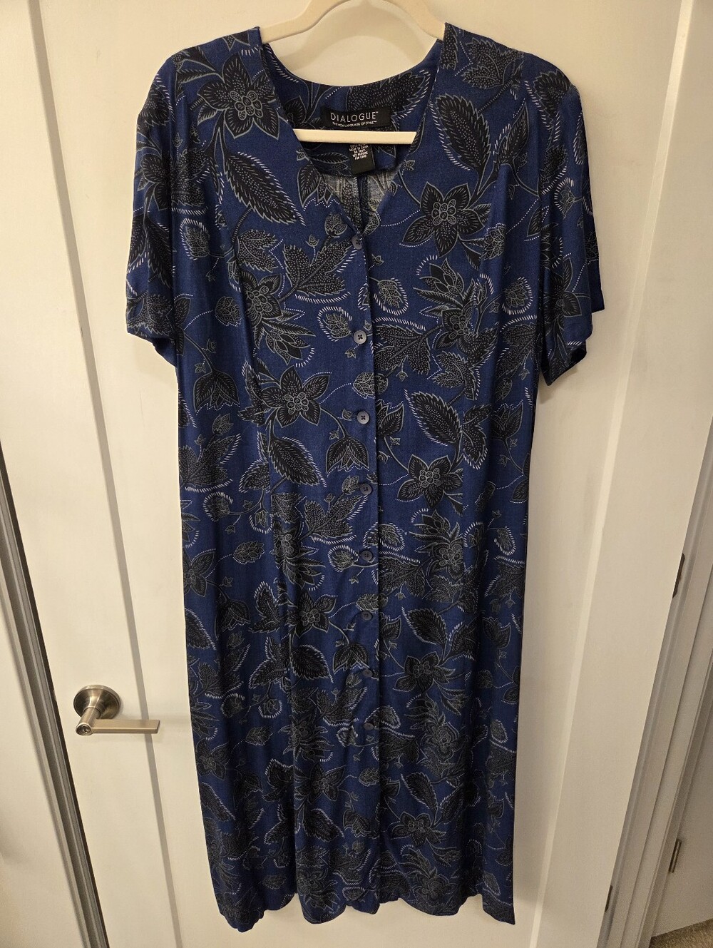 NWOT - Dialogue Blue Floral Midi Button-Front Dress - Size 18W
